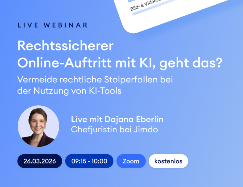 Foto von Webinar Gästing Dajana Eberlin, Chefjuristin bei Jimdo